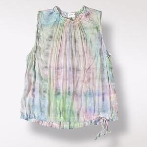 Bella Dahl Smocked Short Sleeve Blouse‎ in Ethereal Pastel Size S Boho Indie